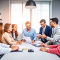 Discuții de afaceri eficiente între profesioniști diversificați.